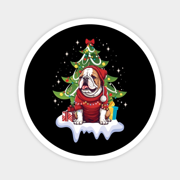 Merry Christmas Tree With Bulldog Dog Magnet by myreed